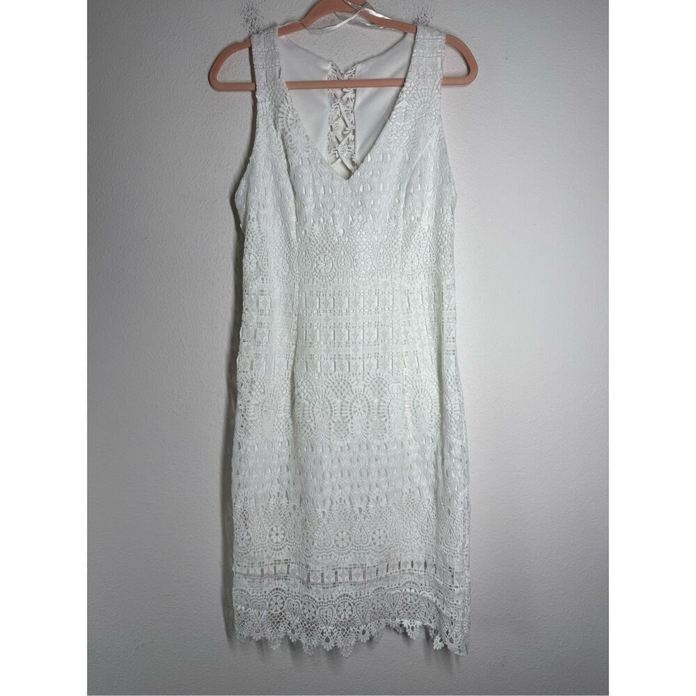 Premier Armour Bohemian Women’s White Sleeveless Lace Dress Lined Size 14 Bridal